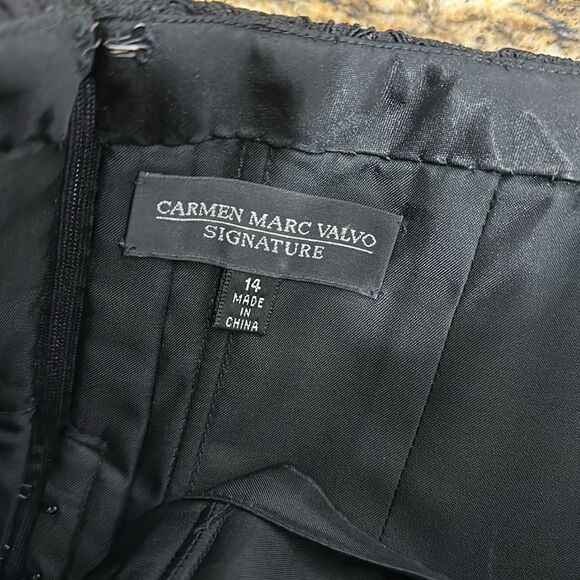 Carmen Marc Valvo Black Floral Beaded Evening Corset Top Size 14 - Picture 3 of 8